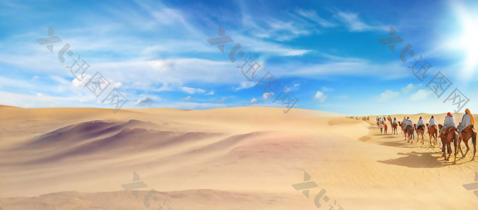 夏季沙漠骆驼骑行淘宝全屏banner背景
