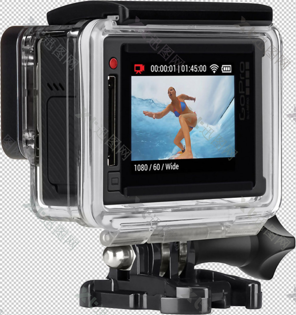 黑色GoPro相机免抠png透明图层素材
