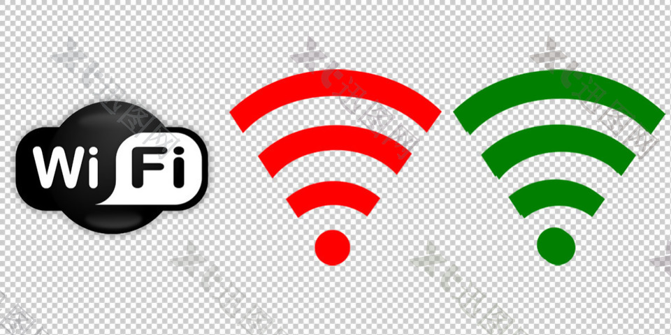 三个wifi图标免抠png透明图层素材