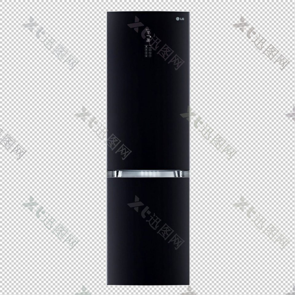 黑色冰箱免抠png透明图层素材