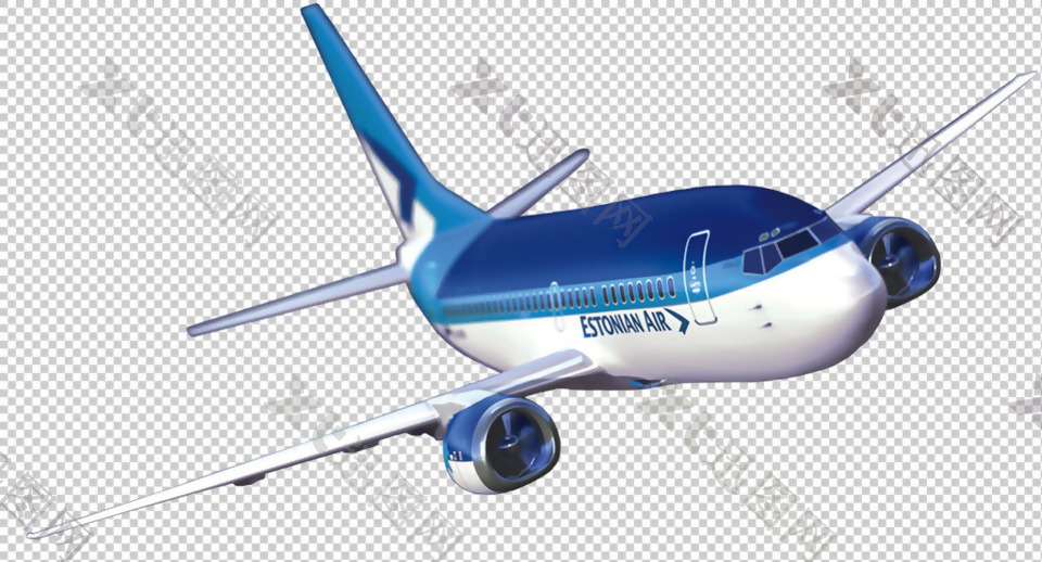 蓝色大飞机免抠png透明图层素材