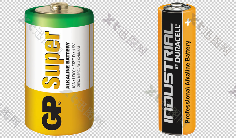 两种型号电池免抠png透明图层素材