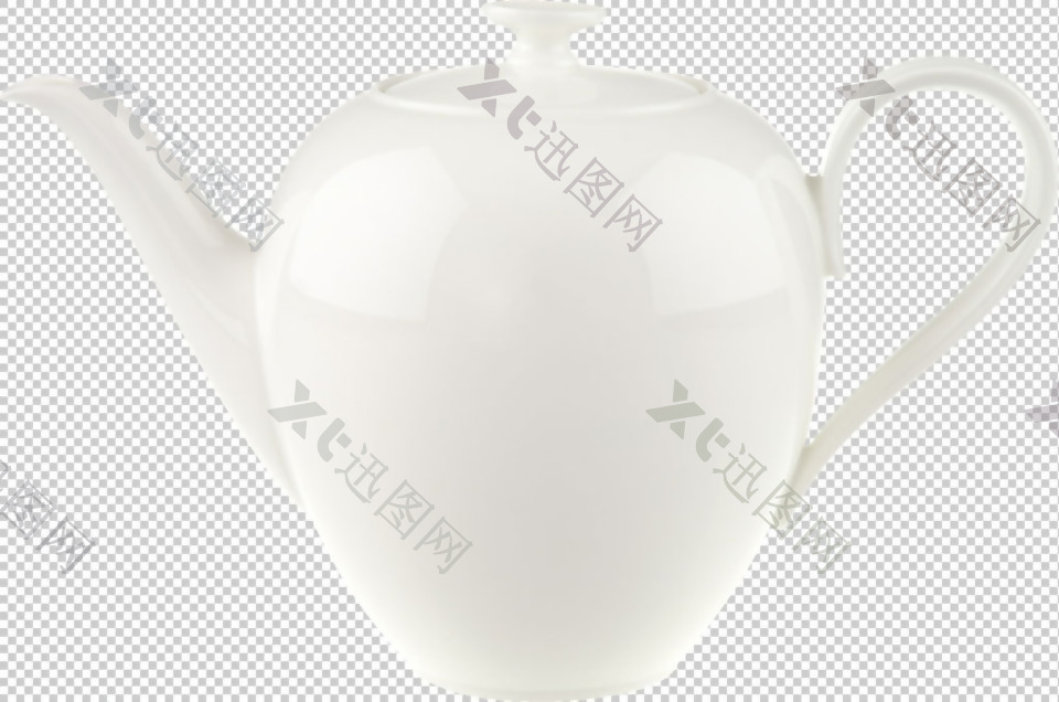 白瓷茶水壶免抠png透明图层素材