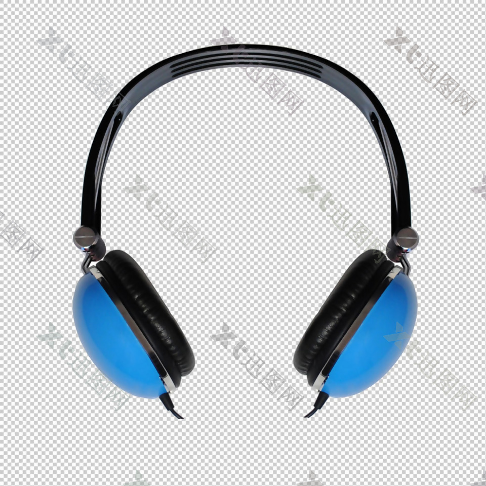 蓝色耳机免抠png透明图层素材