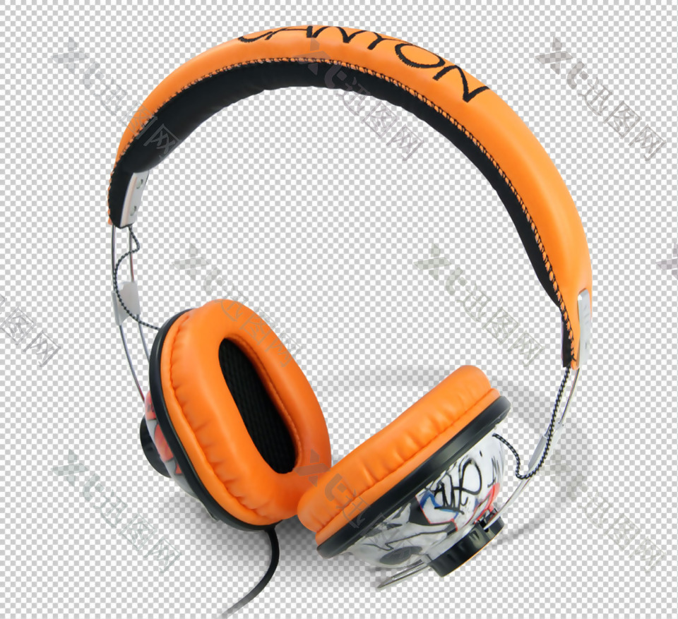 橙色戴式耳机免抠png透明图层素材