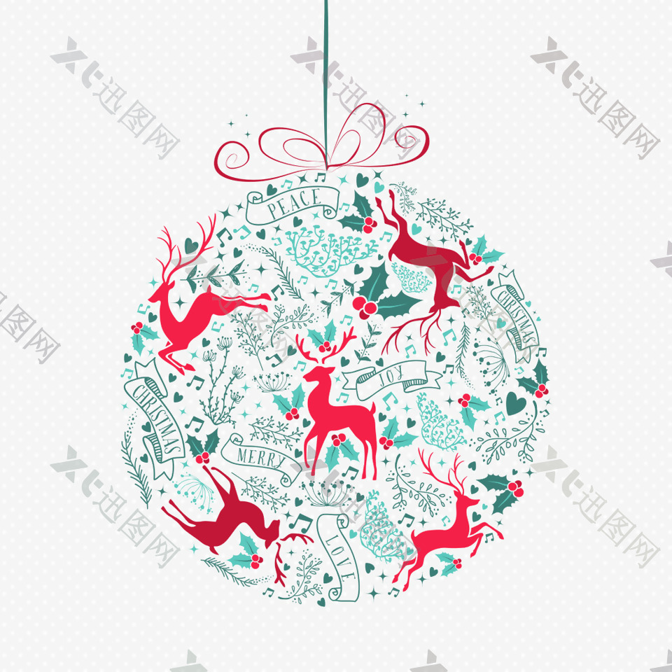 可爱圣诞麋鹿装饰图案