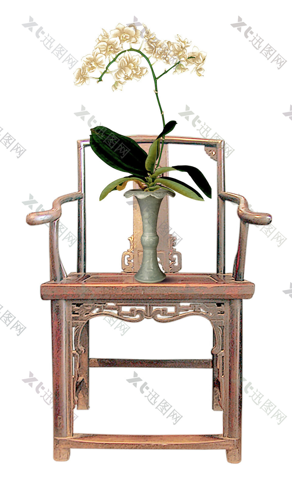 古典椅子上的植物盆栽元素