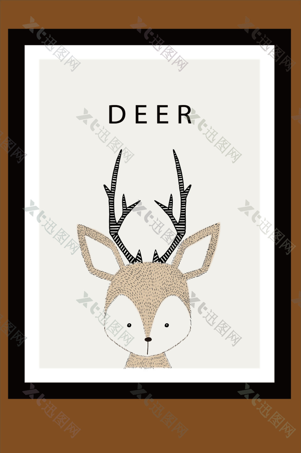 鹿头手绘插画
