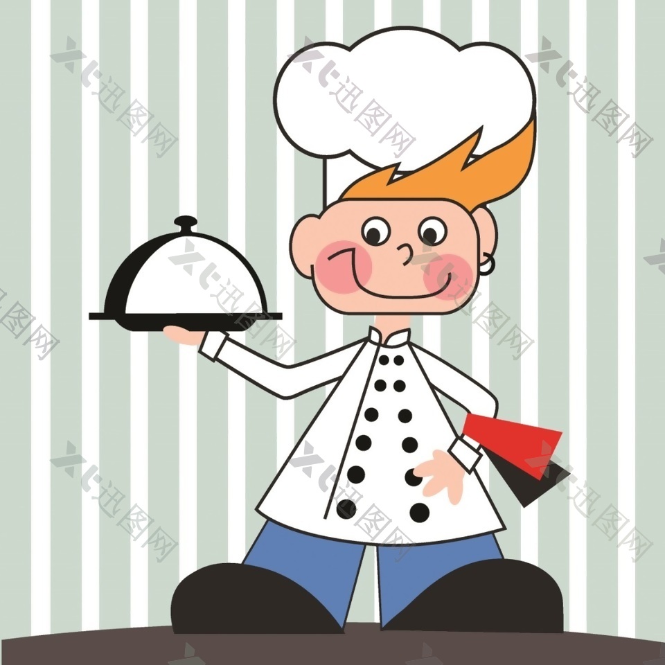 卡通手绘厨师形象矢量素材