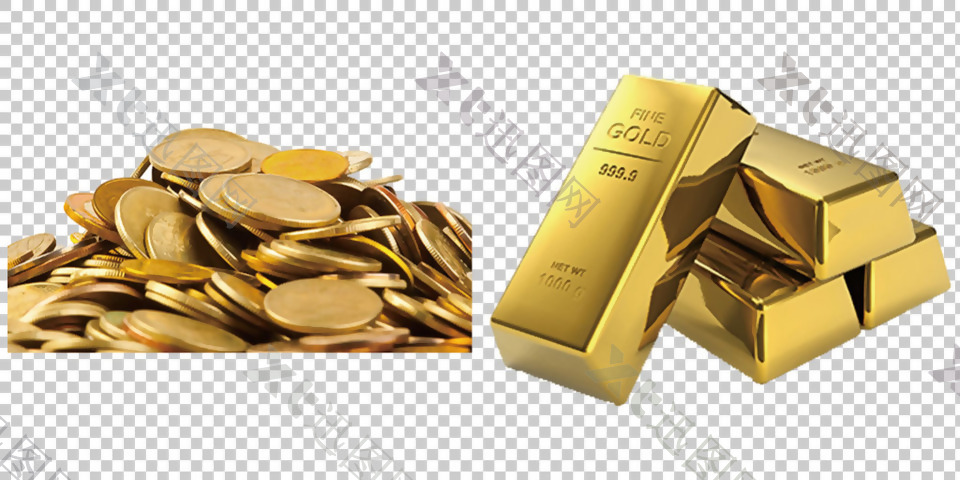 金砖金币免抠png透明图层素材