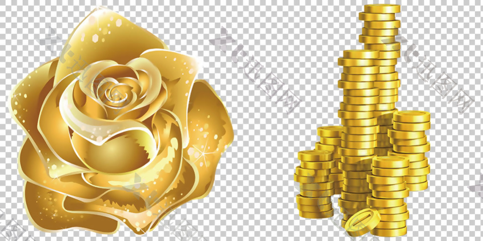 黄金玫瑰免抠png透明图层素材
