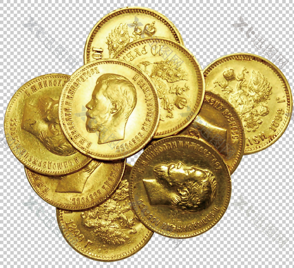 圆形黄金金币免抠png透明图层素材