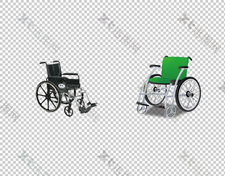 两种轮椅免抠png透明图层素材