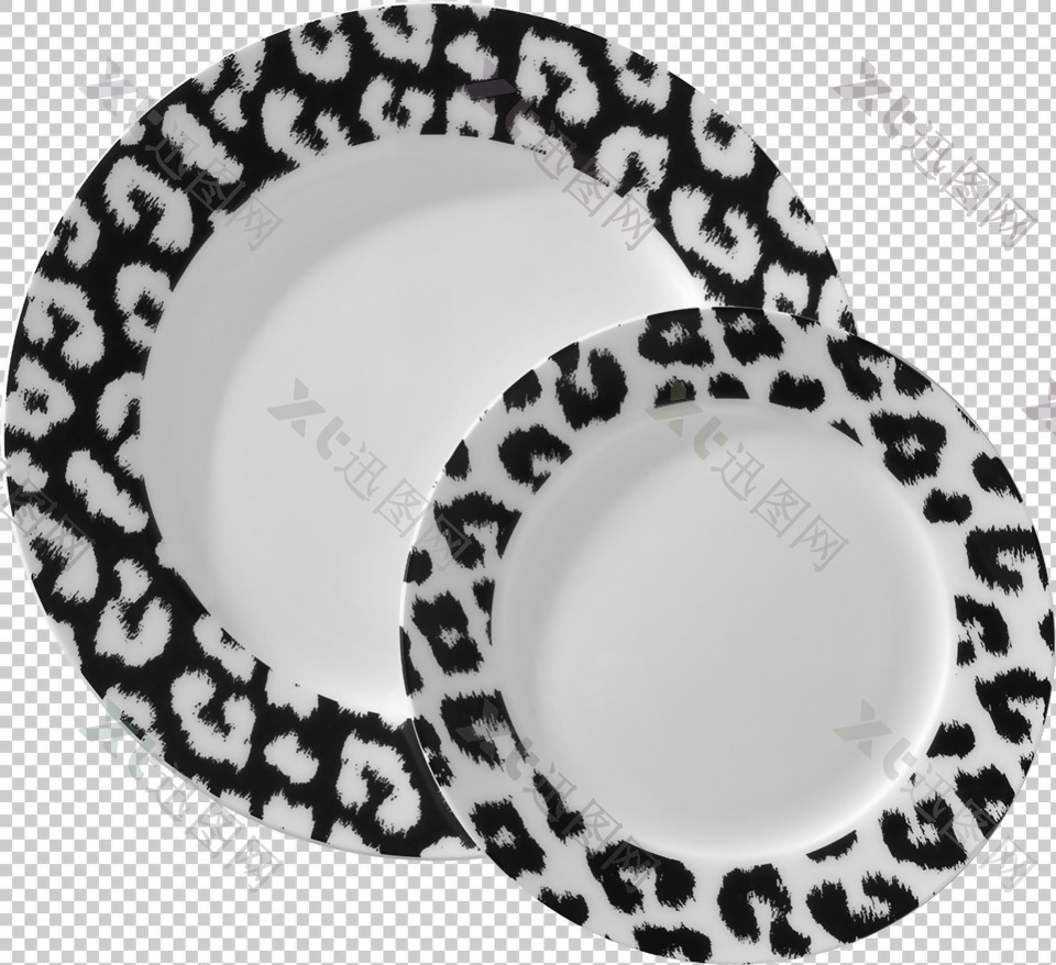 黑白花纹盘子免抠png透明图层素材