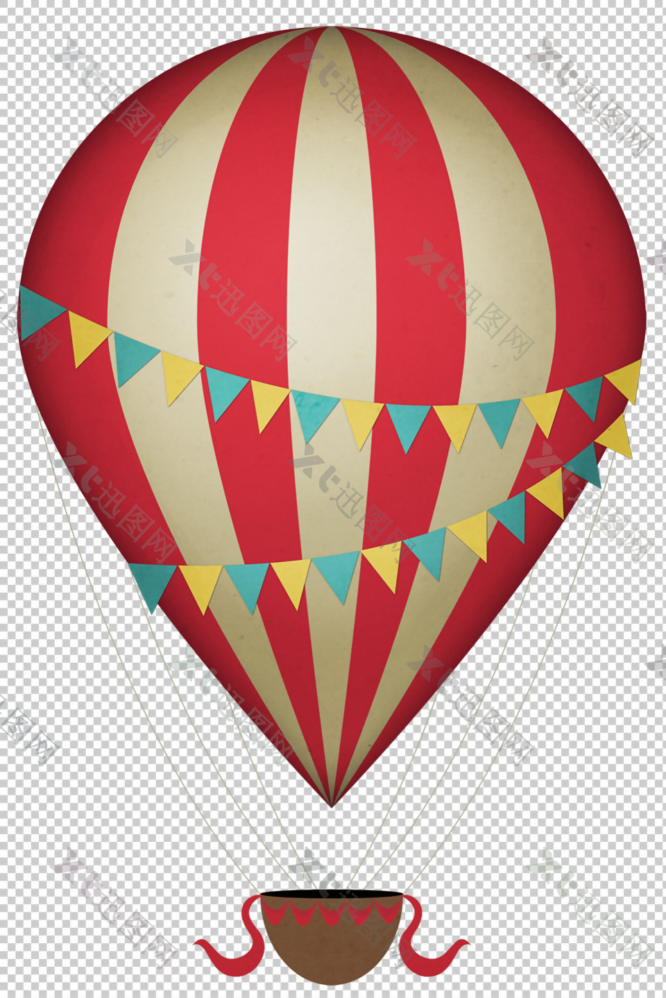红色热气球免抠png透明图层素材