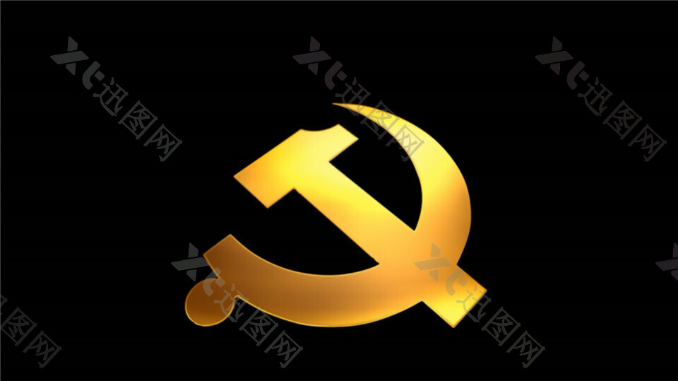 金黄色透明党徽标志动态MP4视频素材