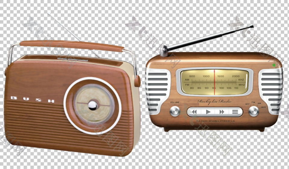 两个收音机免抠png透明图层素材