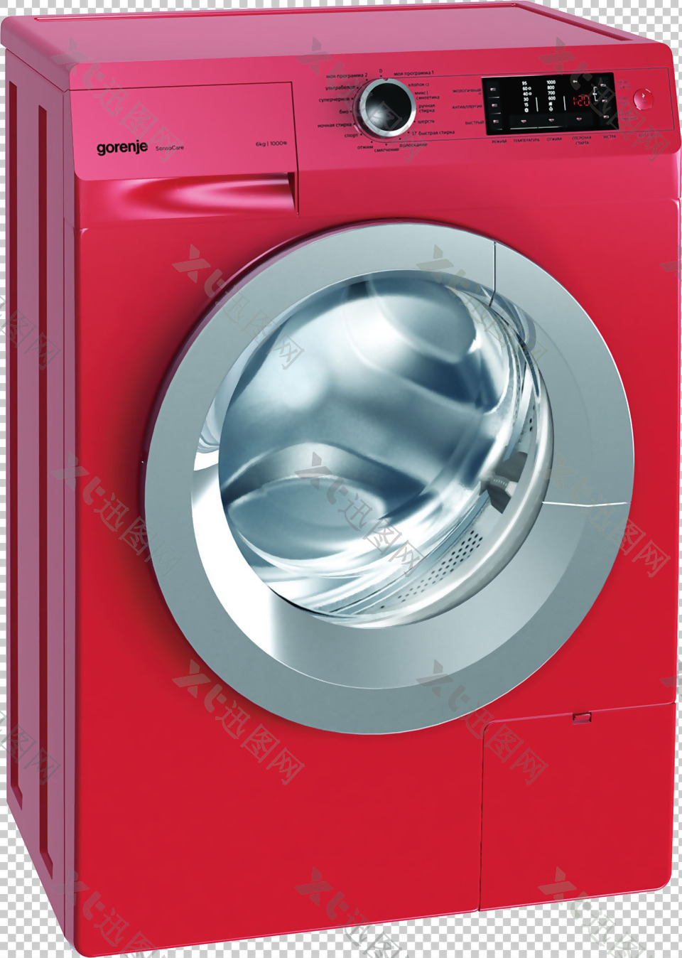 红色洗衣机免抠png透明图层素材