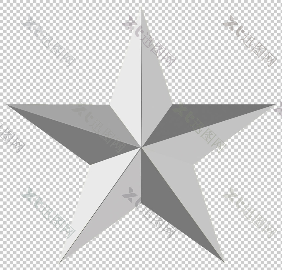 银灰色五角星免抠png透明图层素材