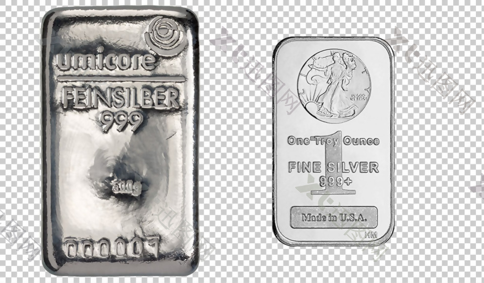 银器银砖免抠png透明图层素材