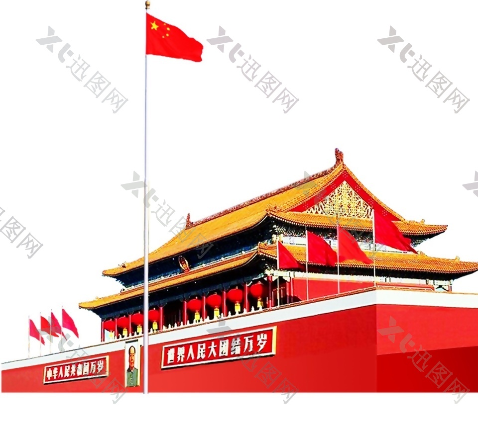 北京天安门建筑国庆元素