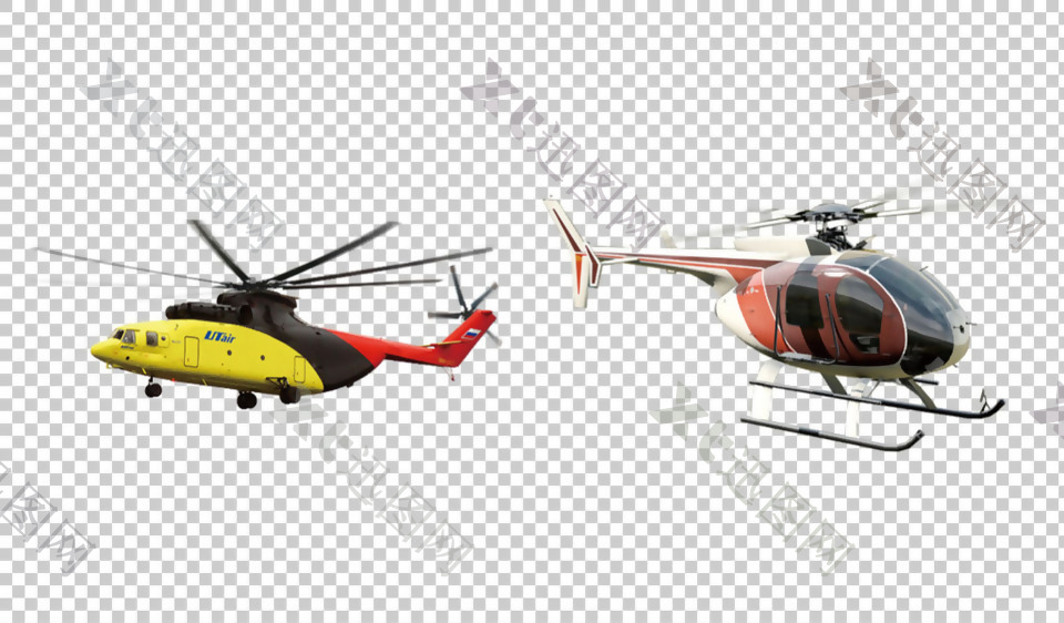商用直升机免抠png透明图层素材