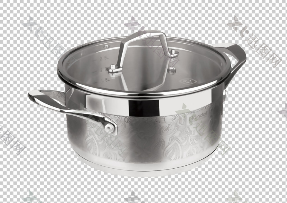 不锈钢煮锅免抠png透明图层素材