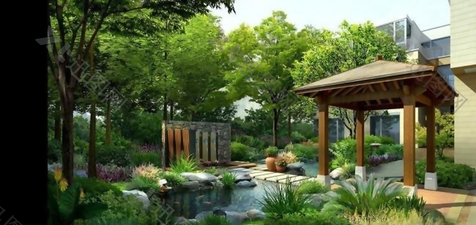 小亭园林景观规划效果设计图片