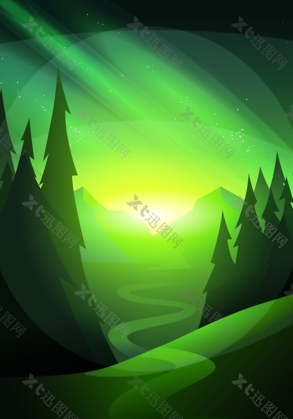 绿色山脉背景模版