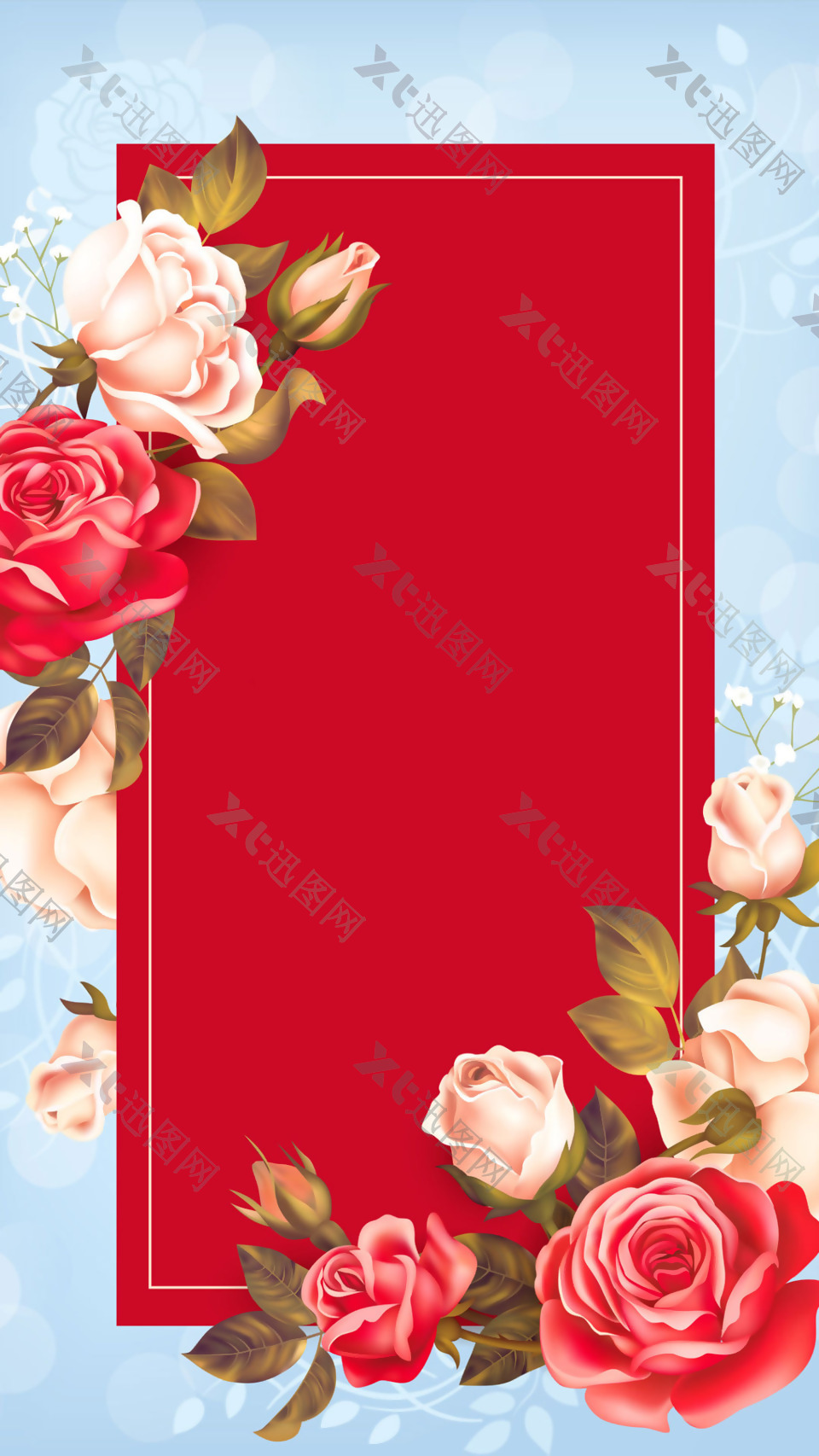唯美红色花朵H5背景素材