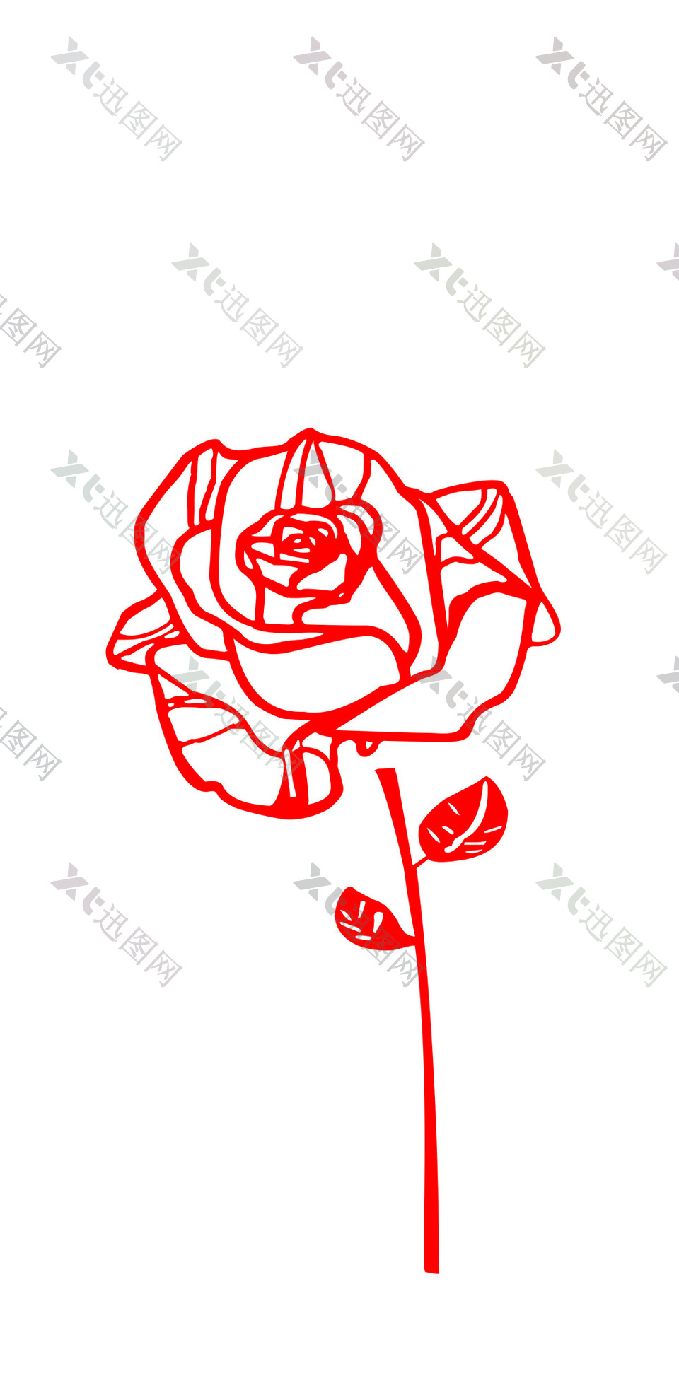 手绘红色玫瑰花