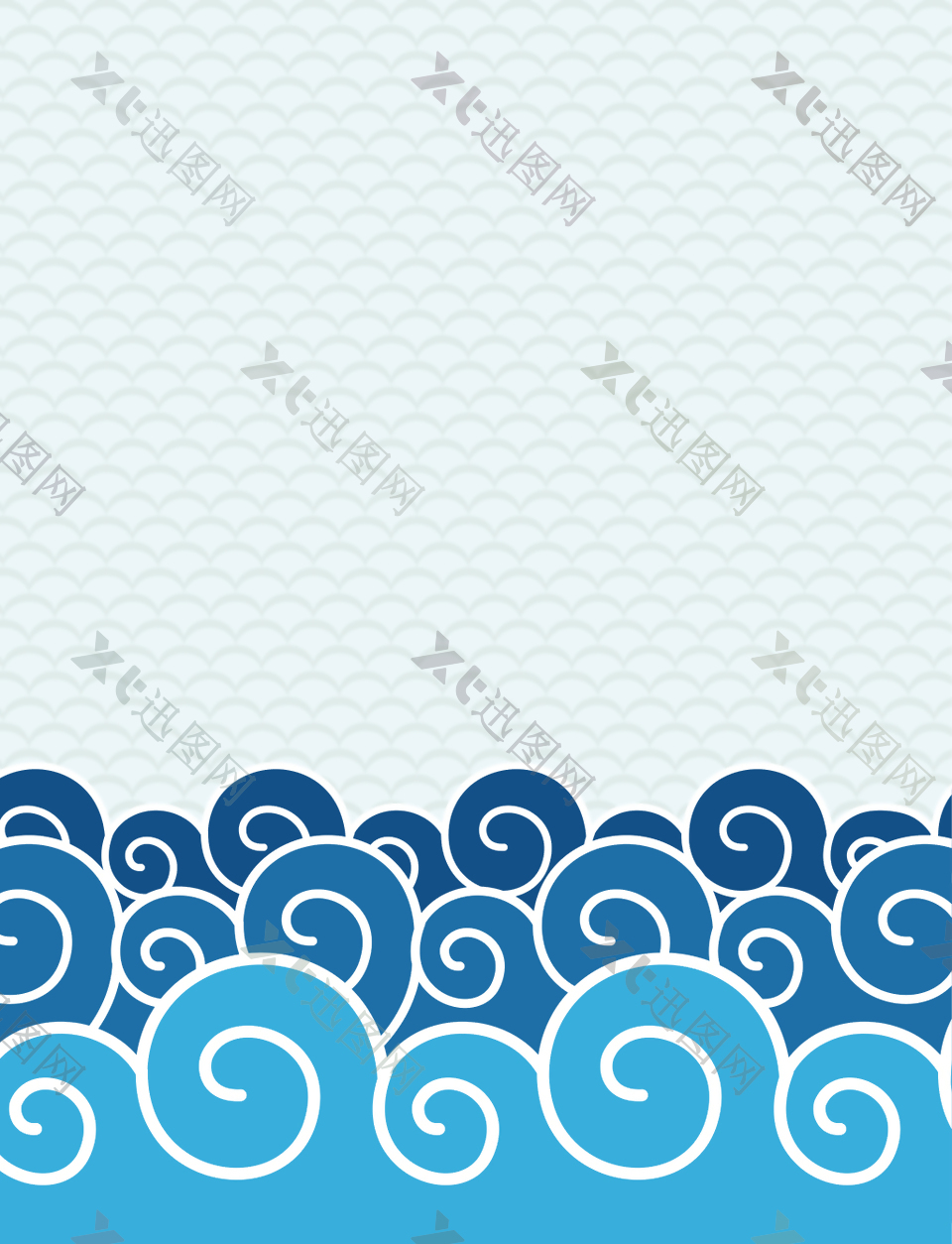 矢量中国风传统海水纹背景素材