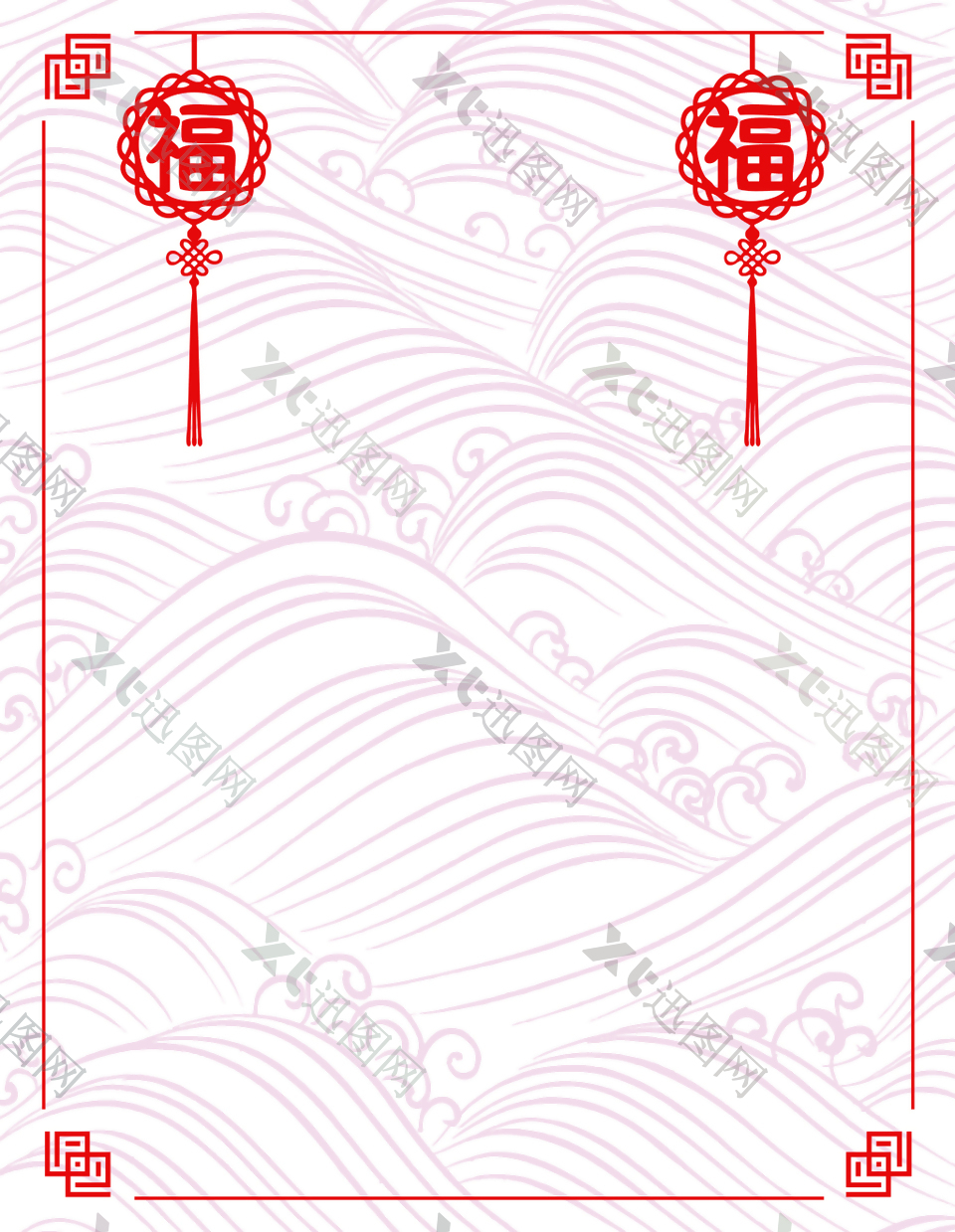 矢量中国风古典底纹福字灯笼背景素材