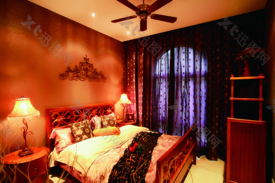 东南亚风情背景墙卧室室内装修效果图