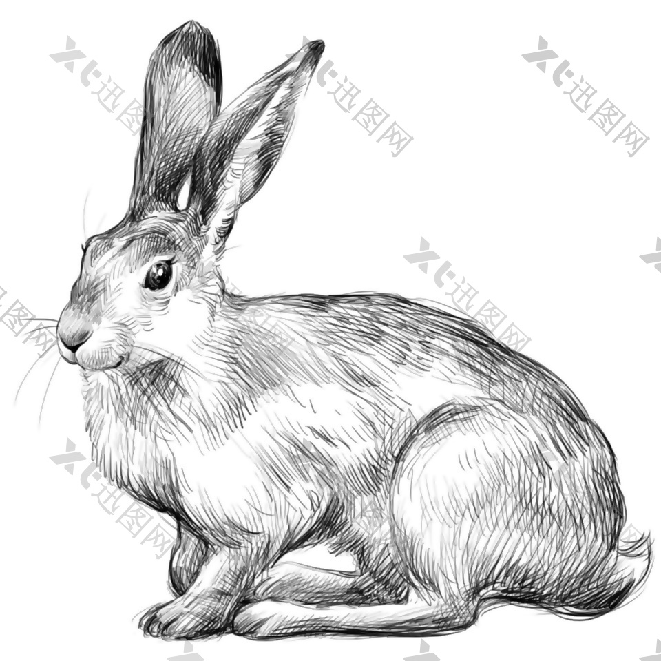 手绘兔子插图背景