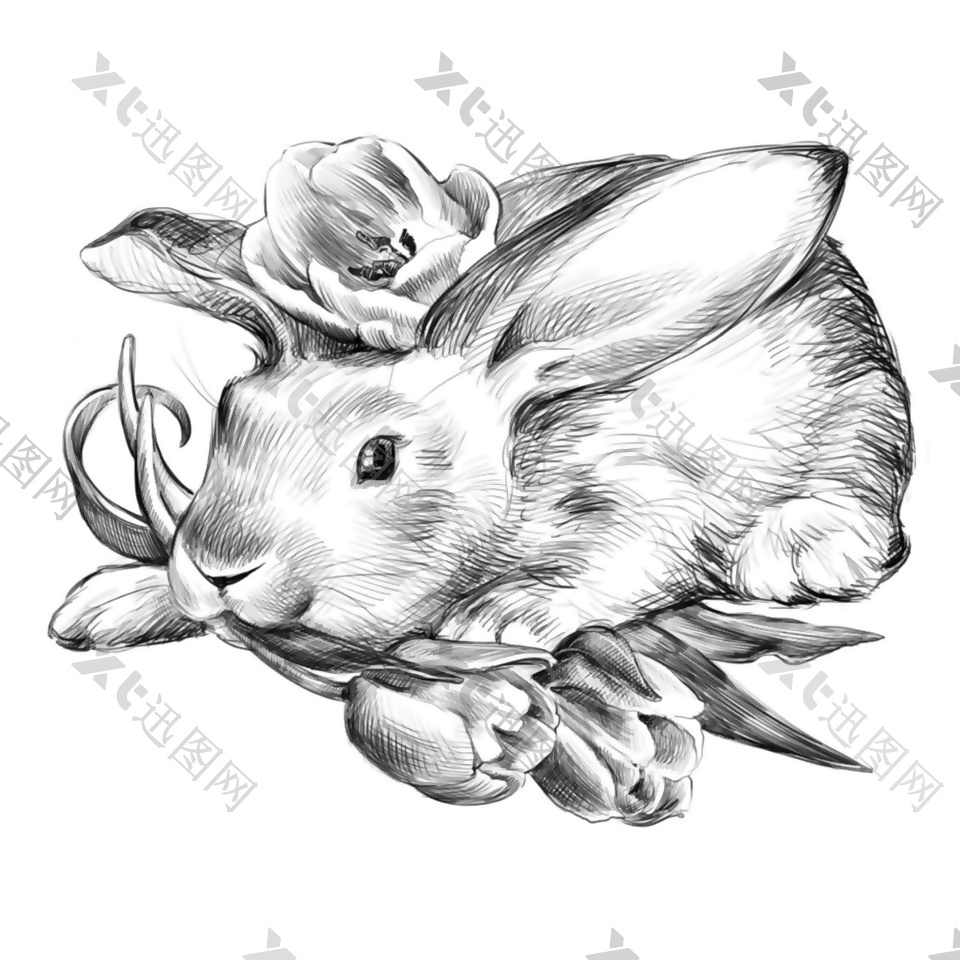卡通动物兔子插图背景