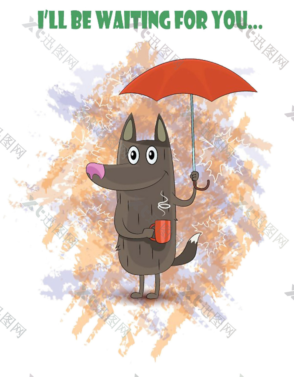 雨伞卡通动物图案