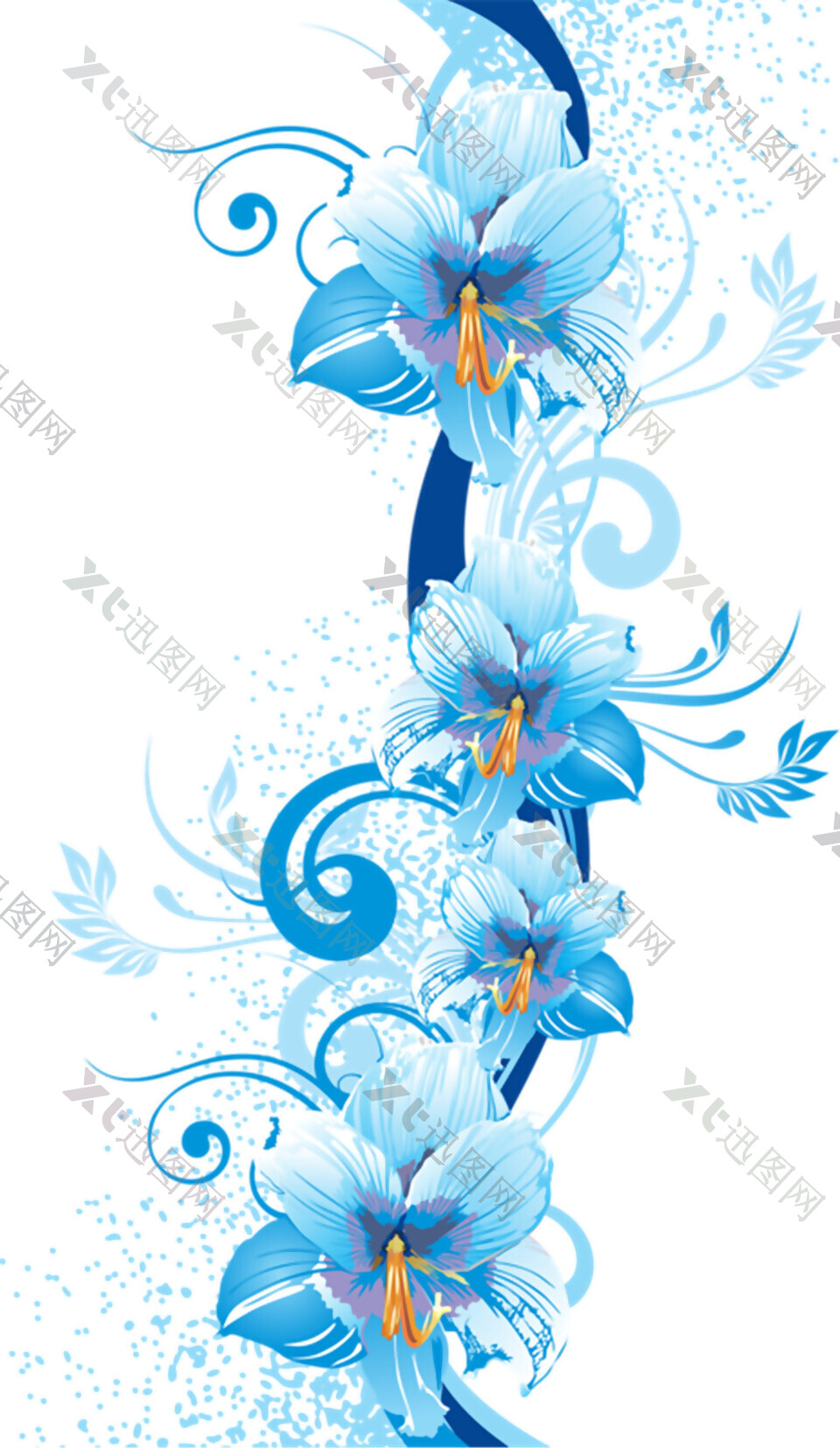 精美蓝色花朵元素素材图片
