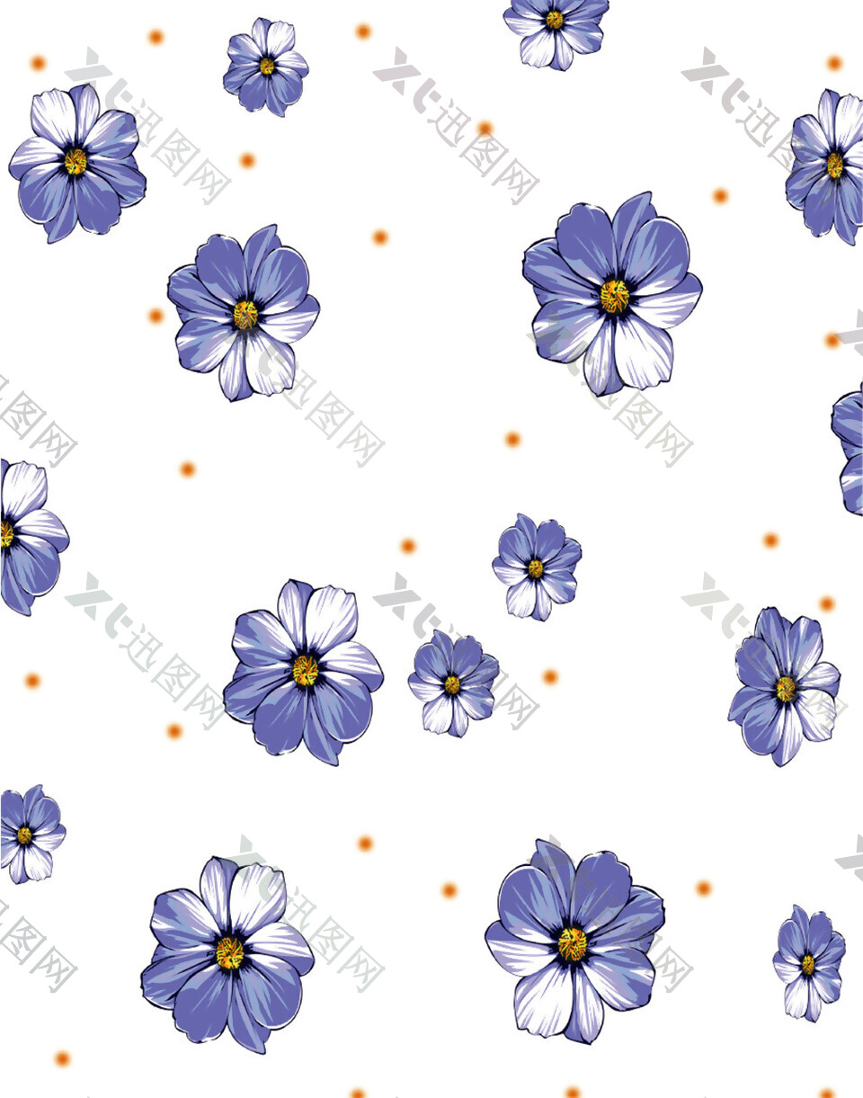 手绘紫色花朵矢量素材图片