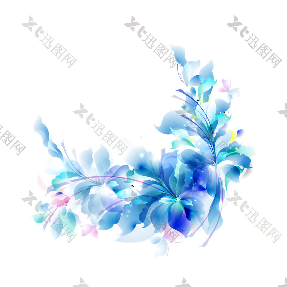 蓝色花朵边框素材图片