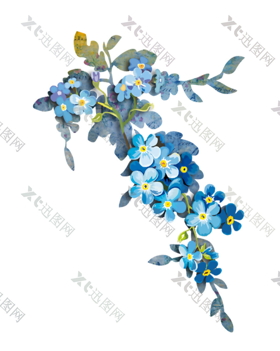 蓝色鲜花背景图