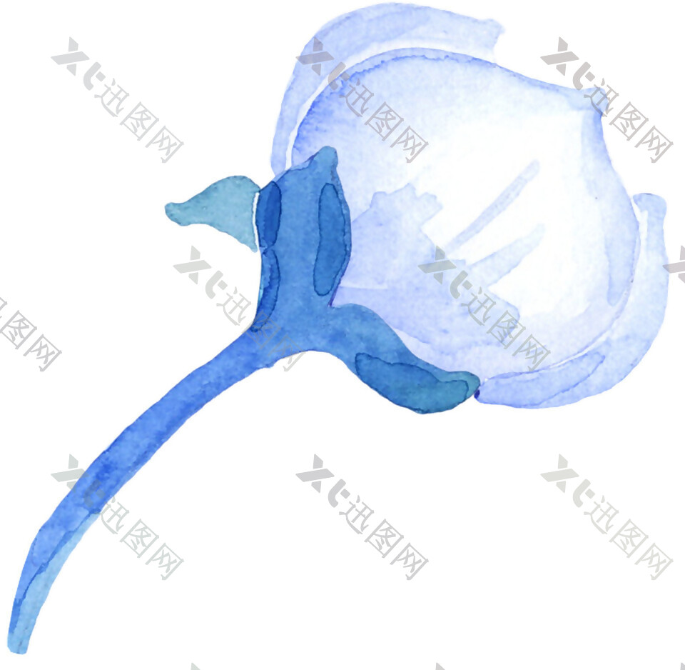 手绘蓝色花卉素材图片
