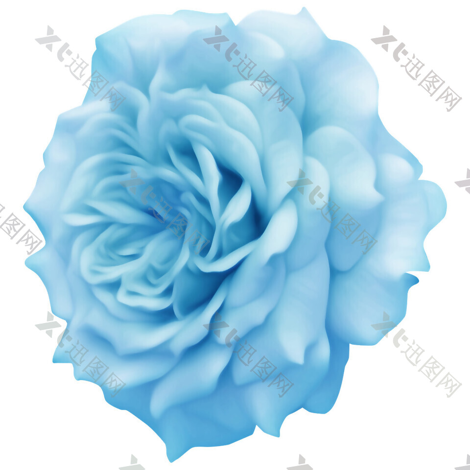 手绘蓝色玫瑰花素材图片