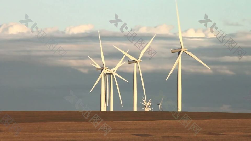 远处的风力涡轮机