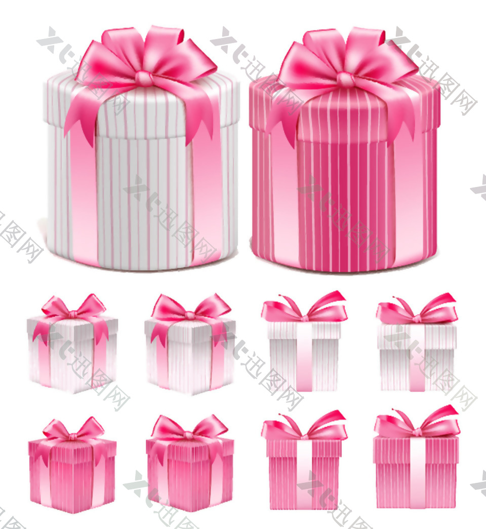 礼物盒粉色蝴蝶结图案