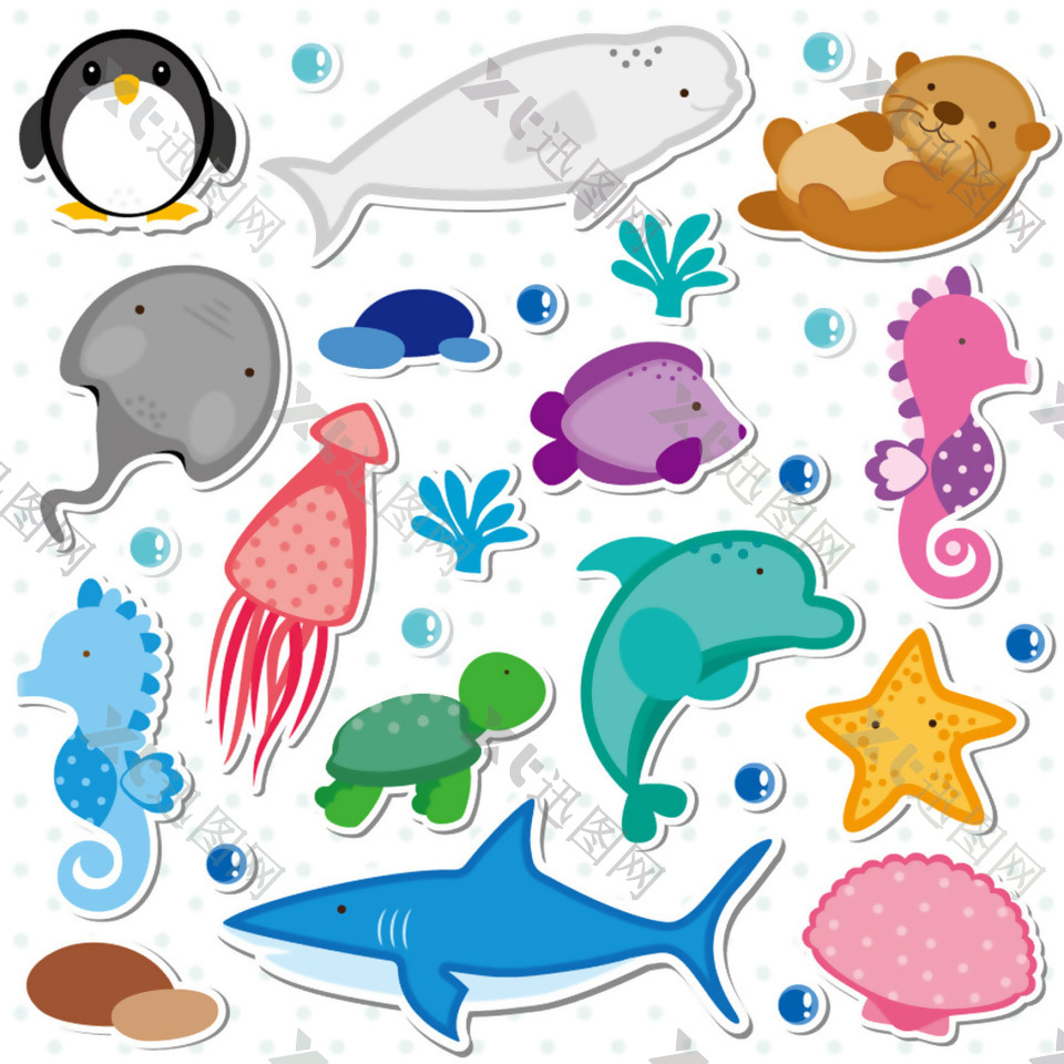 卡通海洋生物图案