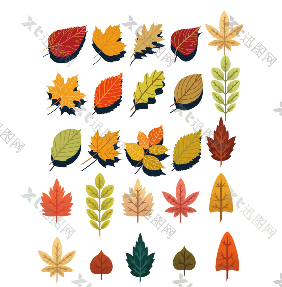 手绘秋天树叶图案