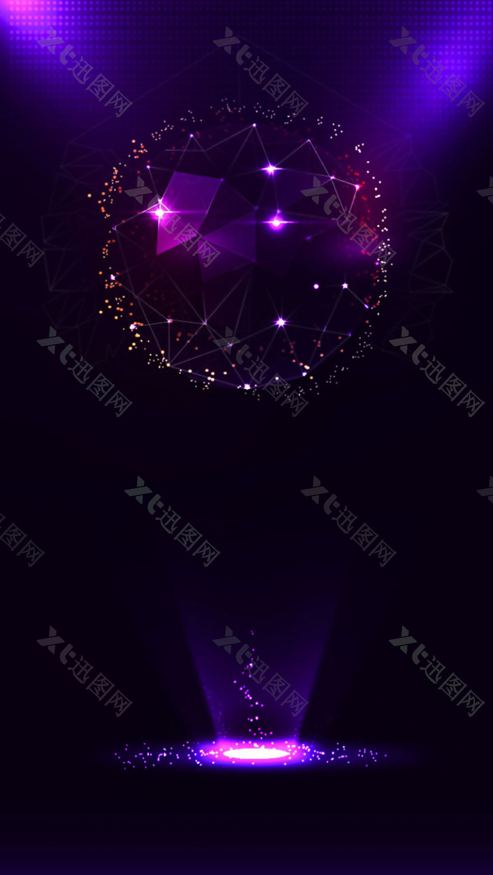 唯美紫色钻石H5背景素材