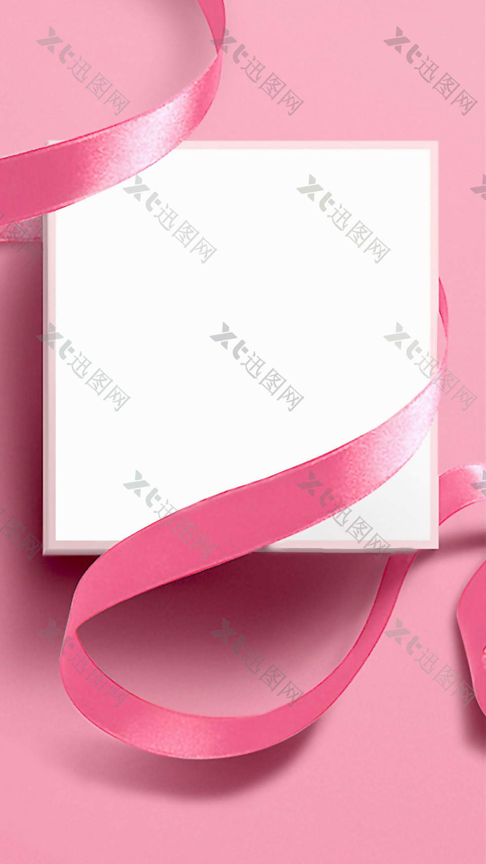 粉色丝带白色纸张H5背景素材