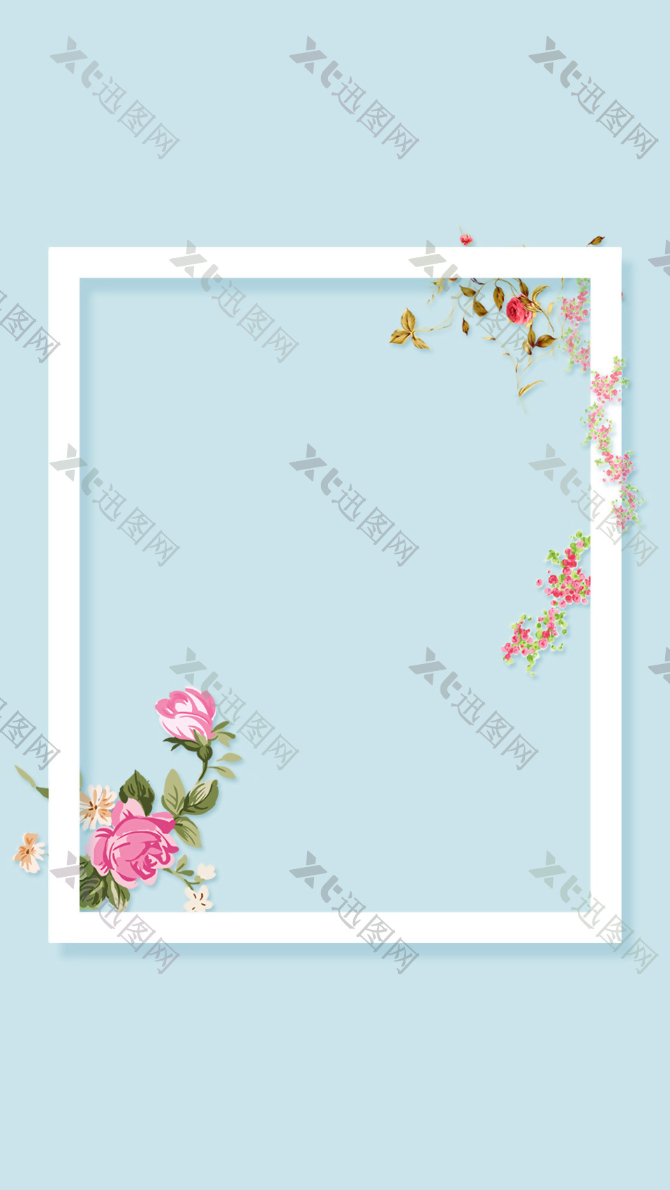 清新粉色花朵春季H5背景素材